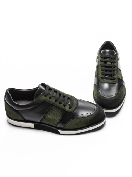 Pantofi Casual Barbati din piele naturala 528-77 GREEN-BLACK | ADVANCER