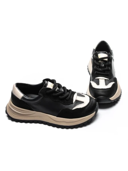 Pantofi Sport Dama din piele naturala 572305 BLACK-CREAM | FRANCO GERARDO