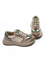 Pantofi Sport Dama din piele naturala 572305 CREAM-GREEN | FRANCO GERARDO