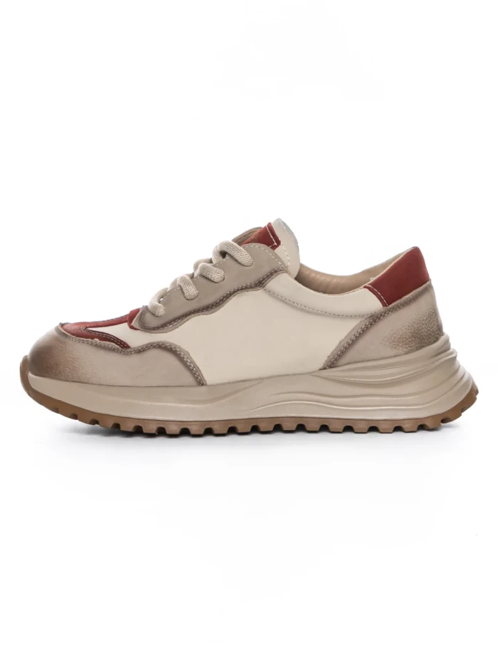 Pantofi Sport Dama din piele naturala 572305 CREAM-RED | FRANCO GERARDO
