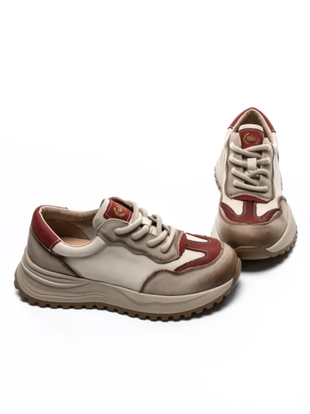 Pantofi Sport Dama din piele naturala 572305 CREAM-RED | FRANCO GERARDO