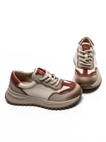 Pantofi Sport Dama din piele naturala 572305 CREAM-RED | FRANCO GERARDO