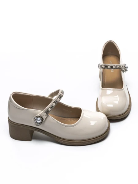 Pantofi cu toc din piele naturala TP1355-1 CREAM | ADVANCER