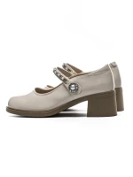 Pantofi cu toc din piele naturala TP1355-1 CREAM | ADVANCER