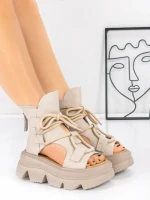 Sandale Dama din piele naturala 19685 CREAM | ADVANCER