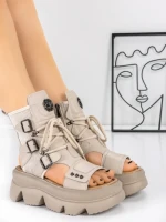 Sandale Dama din piele naturala 19633 CREAM | ADVANCER