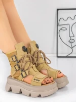 Sandale Dama din piele naturala 19633 YELLOW | ADVANCER