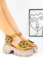 Sandale Dama din piele naturala 18651 YELLOW | ADVANCER