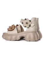 Sandale Dama din piele naturala 18651 CREAM | ADVANCER