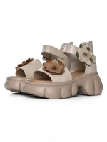 Sandale Dama din piele naturala 18651 CREAM | ADVANCER