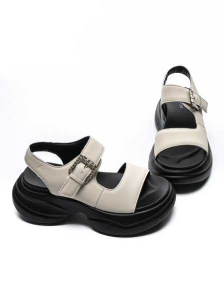 Sandale Dama din piele naturala 6818 CREAM | ADVANCER