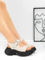 Sandale Dama din piele naturala 6818 CREAM | ADVANCER