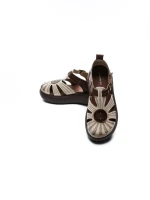 Sandale Dama din piele naturala 10682 CREAM-BROWN | ADVANCER