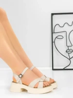 Sandale Dama din piele naturala 2567 CREAM | ADVANCER