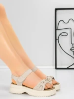 Sandale Dama din piele naturala 2562 CREAM | ADVANCER