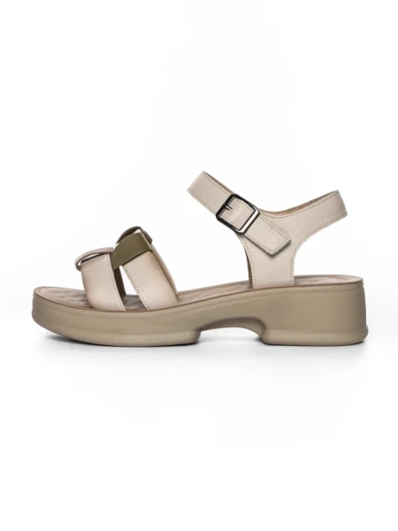 Sandale Dama din piele naturala 251077 CREAM-GREEN | ADVANCER