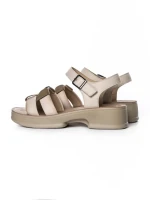 Sandale Dama din piele naturala 251077 CREAM-GREEN | ADVANCER