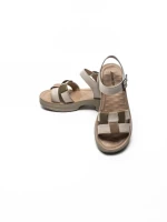 Sandale Dama din piele naturala 251077 CREAM-GREEN | ADVANCER