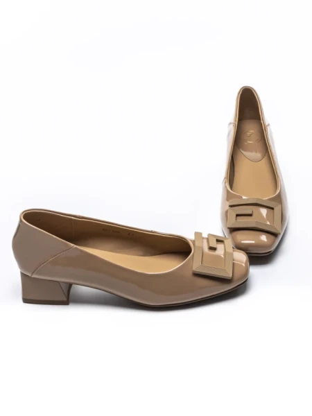 Pantofi cu toc din piele naturala 1011-1062 APRICOT | FORMAZIONE