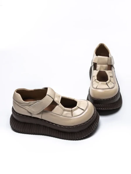 Pantofi Casual Dama din piele naturala 58588 CREAM | ADVANCER