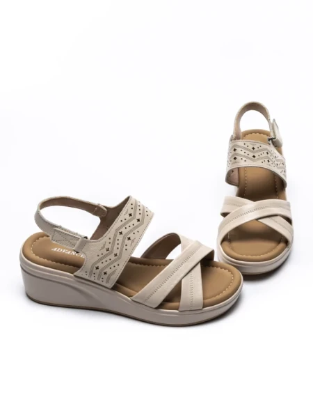 Sandale Dama din piele naturala 9573 CREAM | ADVANCER