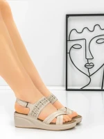 Sandale Dama din piele naturala 9573 CREAM | ADVANCER