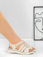 Sandale Dama din piele naturala 3FR035 CREAM | ADVANCER