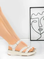 Sandale Dama din piele naturala 032 CREAM | ADVANCER