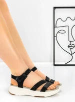 Sandale Dama din piele naturala 032 BLACK | ADVANCER