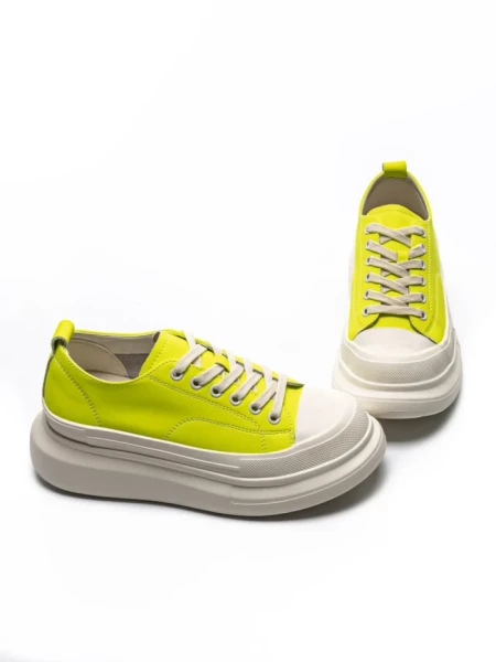 Pantofi Sport Dama din piele naturala 227802 LEMON YELLOW | ADVANCER