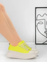 Pantofi Sport Dama din piele naturala 227802 LEMON YELLOW | ADVANCER