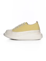 Pantofi Sport Dama din piele naturala 227802 LIGHT YELLOW | ADVANCER