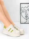 Pantofi Sport Dama din piele naturala P58023 WHITE-GREEN | BERLINER