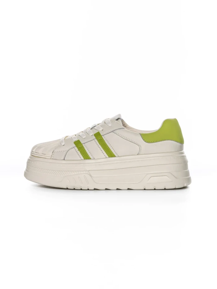 Pantofi Sport Dama din piele naturala P58023 WHITE-GREEN | BERLINER