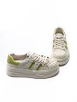 Pantofi Sport Dama din piele naturala P58023 WHITE-GREEN | BERLINER
