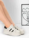 Pantofi Sport Dama din piele naturala P58023 WHITE-BLACK | BERLINER