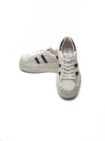 Pantofi Sport Dama din piele naturala P58023 WHITE-BLACK | BERLINER