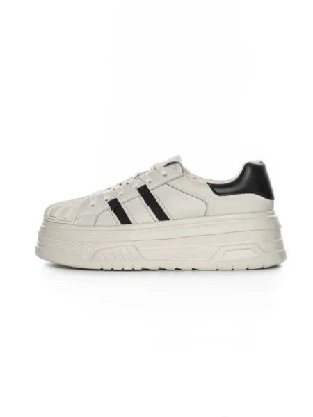 Pantofi Sport Dama din piele naturala P58023 WHITE-BLACK | BERLINER