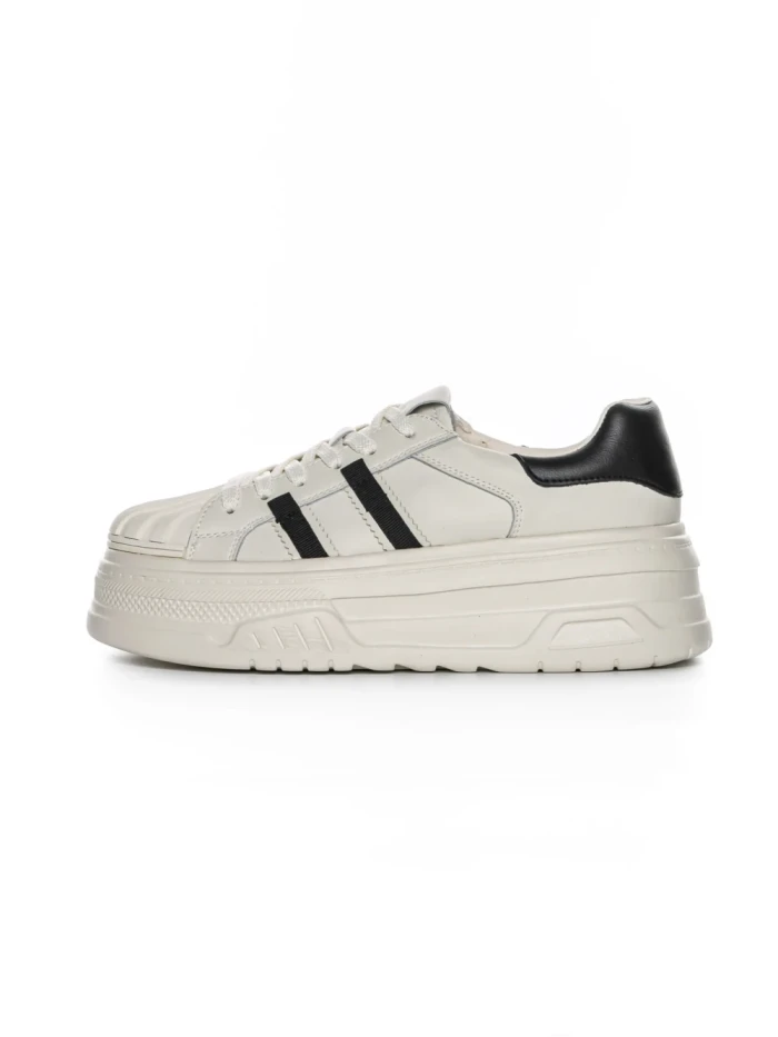 Pantofi Sport Dama din piele naturala P58023 WHITE-BLACK | BERLINER