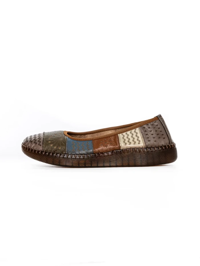 Balerini Dama din piele naturala 2211-1 APRICOT-GREEN | BERLINER