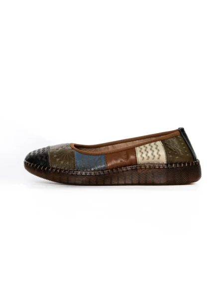 Balerini Dama din piele naturala 2211-1 BLACK-GREEN | BERLINER
