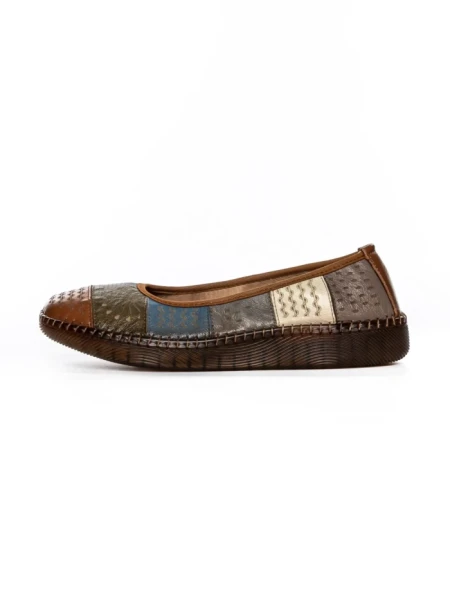Balerini Dama din piele naturala 2211-1 BROWN-GREEN | BERLINER