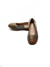 Balerini Dama din piele naturala 2211-1 BROWN-GREEN | BERLINER