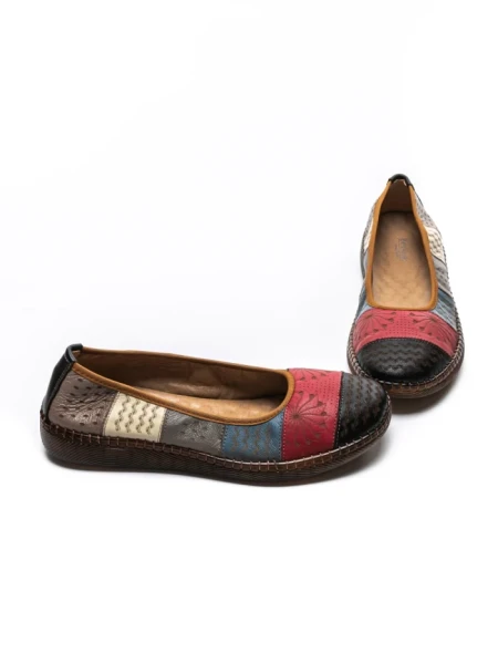 Balerini Dama din piele naturala 2211-1 BLACK-RED | BERLINER