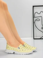 Balerini Dama din piele naturala K242-4 YELLOW | GALLOP