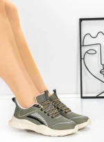 Pantofi Sport Dama din piele naturala 66916-5 KHAKI | STEPHANO
