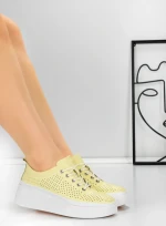 Pantofi Casual Dama din piele naturala K244-1 YELLOW | GALLOP