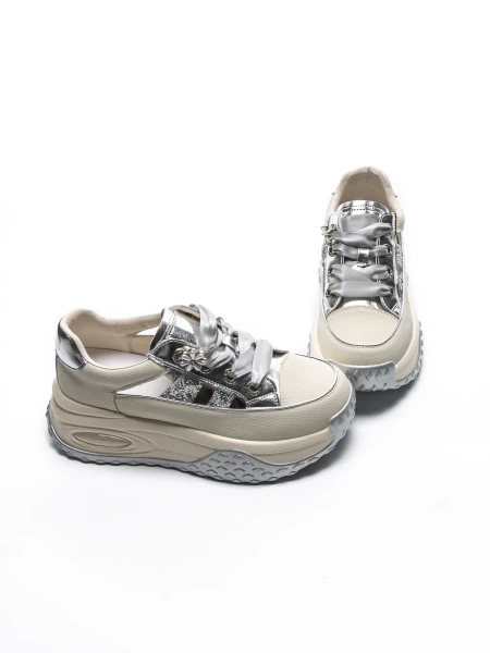 Pantofi Casual Dama din piele naturala KM9813 Argintiu... » Pantoful.Ro