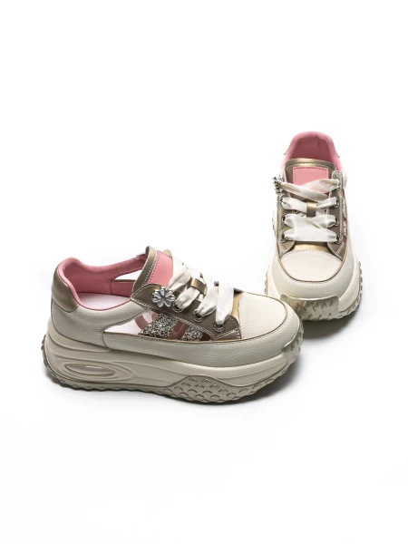 Pantofi Casual Dama din piele naturala KM9813 Auriu | ... » Pantoful.Ro
