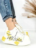 Pantofi Sport Dama din piele naturala 719-3 YELLOW | PANTOFUL